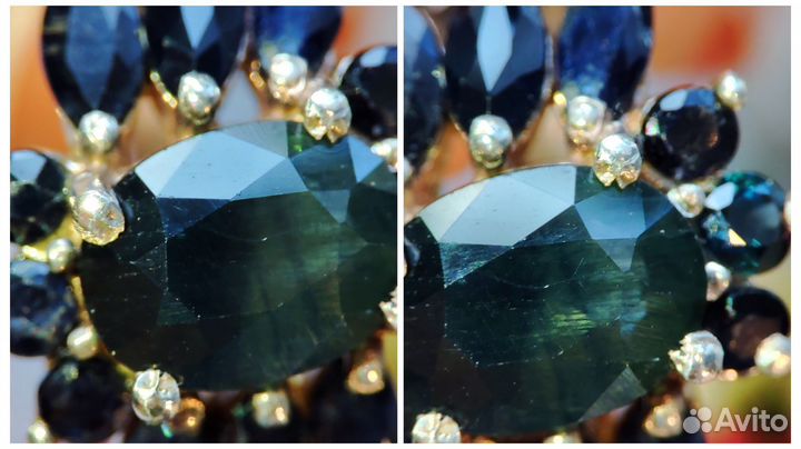 Кольцо с сапфирами Шри-Ланка 4,6ct 17,5р-р s925