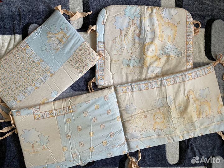 Бортики детские в кроватку + постельное белье