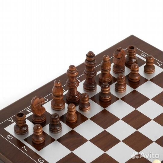 Набор 2в1 шахматы покер 100 фиш, куб 5шт, 24*24см