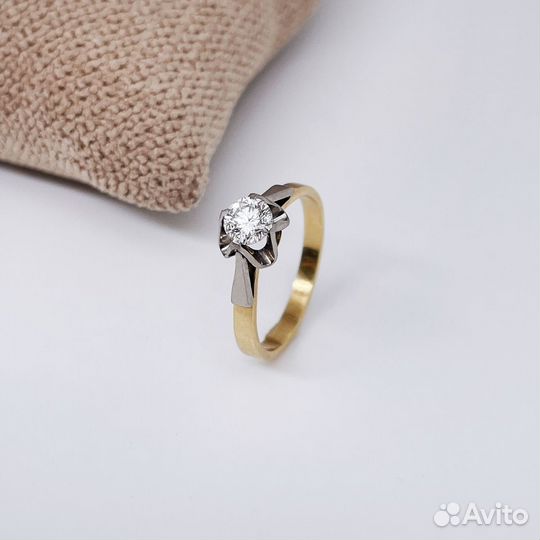 Золотое кольцо Тюльпан с бриллиантом 0,5Ct СССР