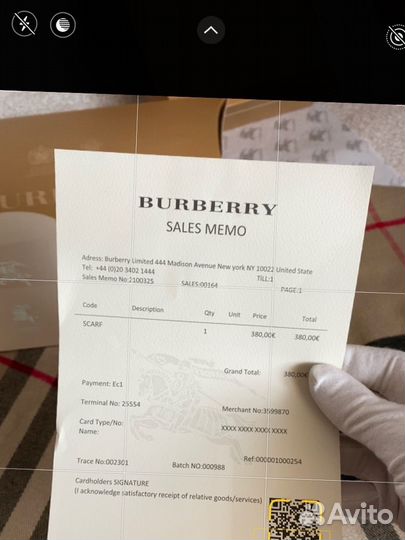 Шарф Burberry кашемир полный комплект