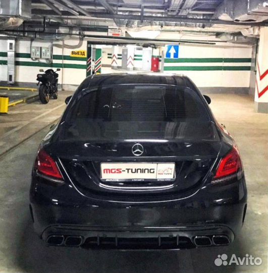 Диффузор + насадки black Mercedes C-class w205 C63