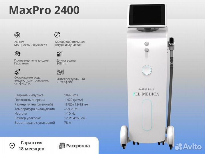 Диодный лазер MaxPro 2400w, гарантия 18 месяцев