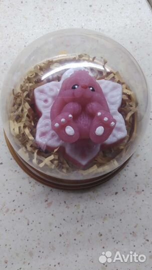 Мыло: зайка на снежинке