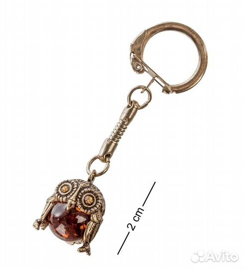 Брелок Филин шарик (латунь, янтарь) A2037889
