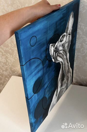 Картина кошка Сфинкс акрил на холсте