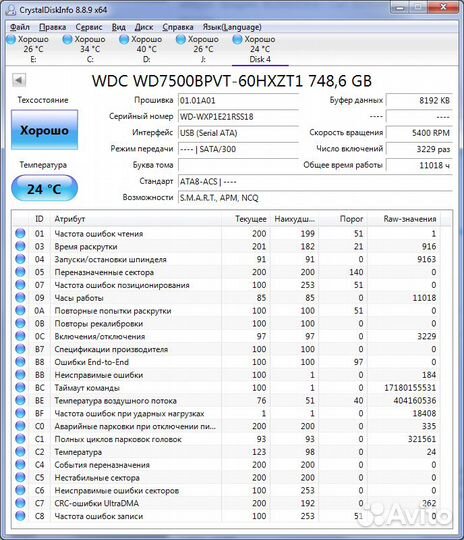 HDD для ноутбука 750 Gb