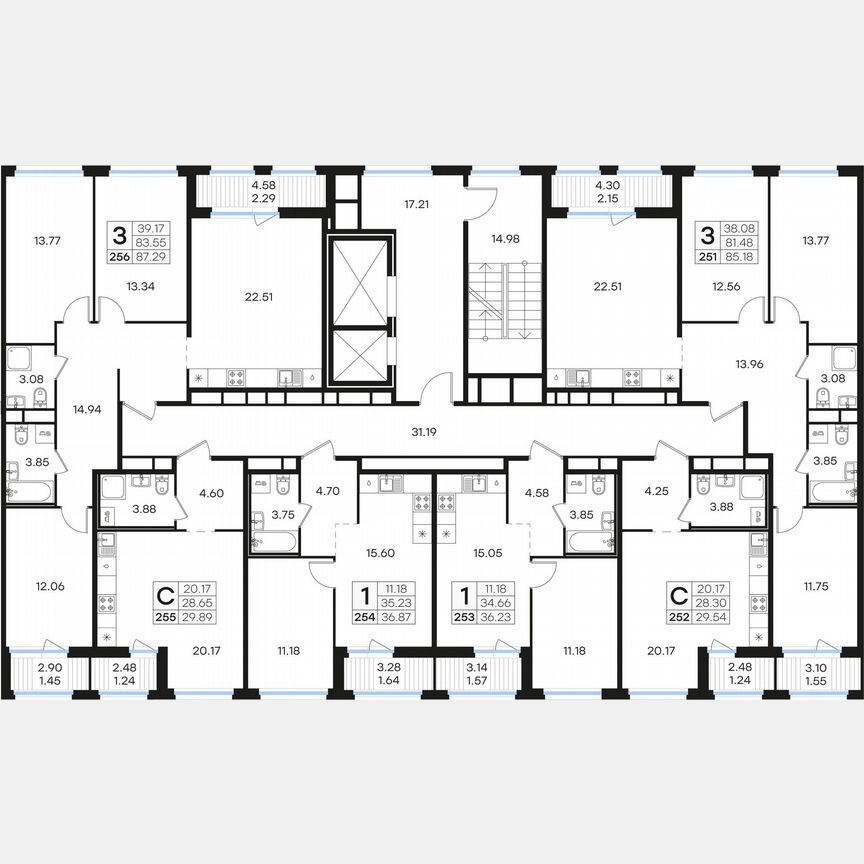 3-к. квартира, 87,3 м², 4/15 эт.