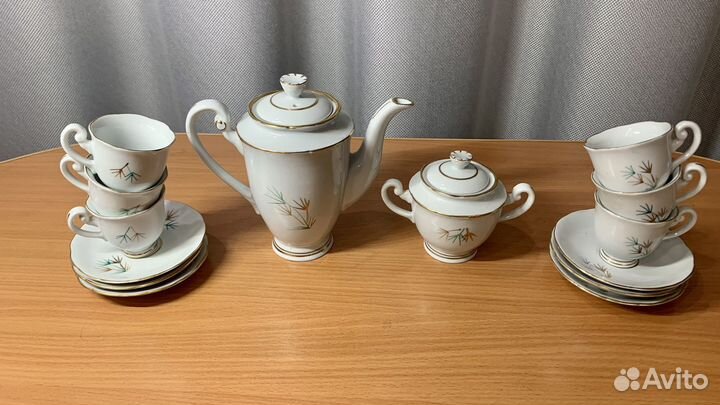 Кофейный сервиз. Бамбук. Фарфор. Северная Корея