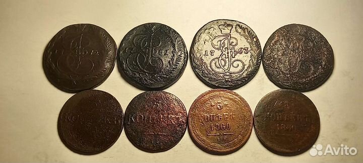 Старинные монеты 18,19 век.медь