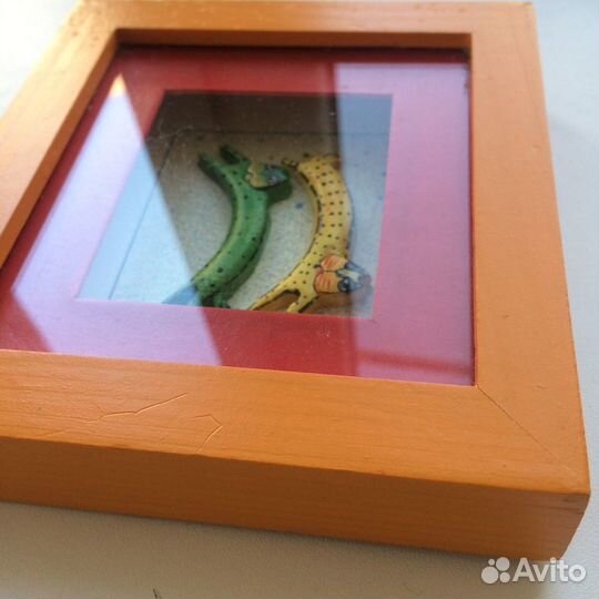 Декоративные котики в рамке, объемная картина