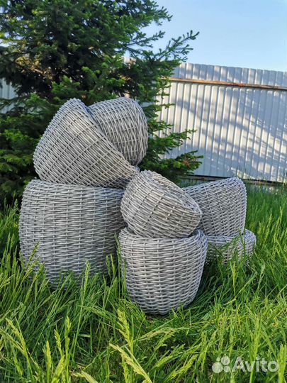 Плетенное кашпо из ротанга 3. 4, 5, 12 литров