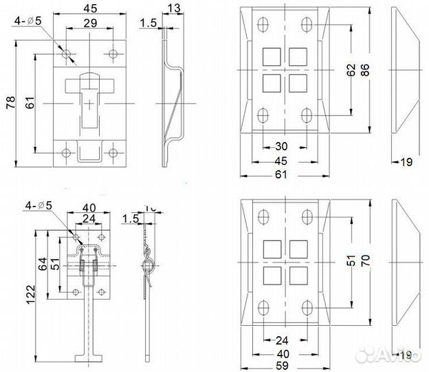 Фиксатор двери прицепа, Т-образный, в комплекте с