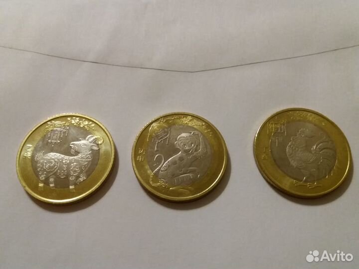 10 юань Китай - Обезьяна, Петух