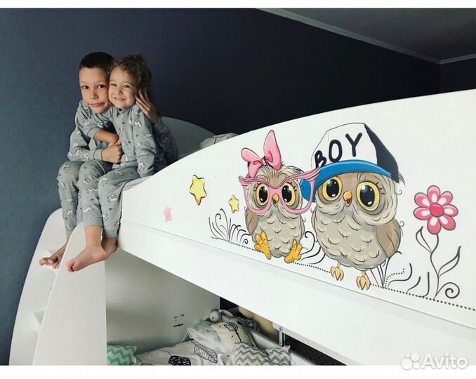 Кровать 2-х ярусная (коллекция мебели Совята)