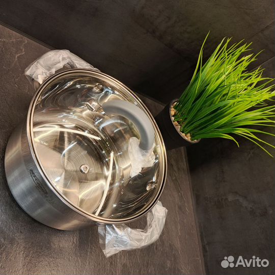 Кастрюля с крышкой из нержавеющей стали 2 предмета