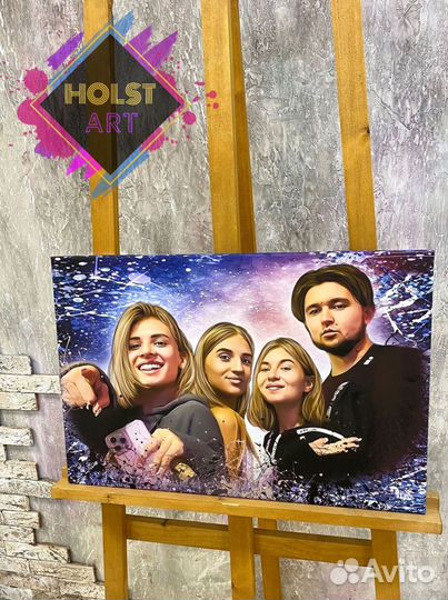 Портрет по фото на холсте