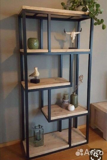 Полки стеллажи металлические с деревянной полкой