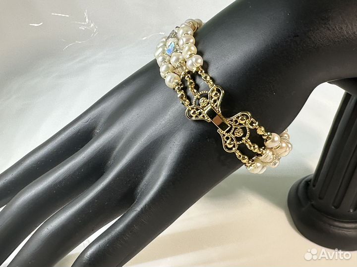 Браслет из жемчуга и австрийского хрусталя