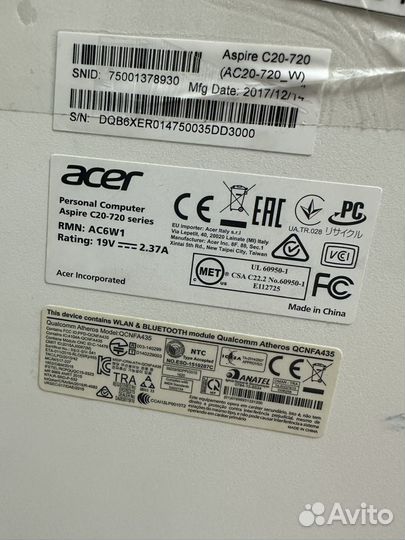 Моноблок acer с20-720