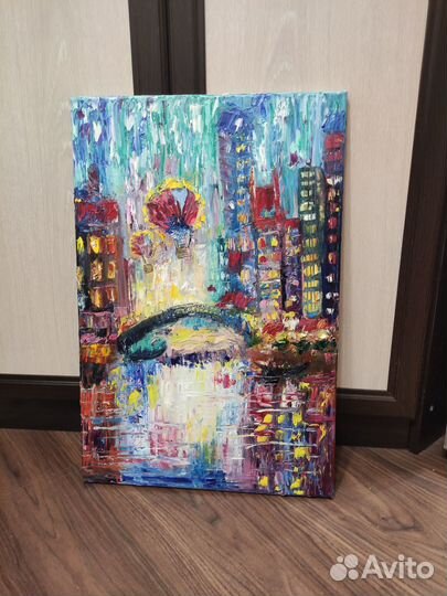 Городской пейзаж, дома, импрессионизм, картина