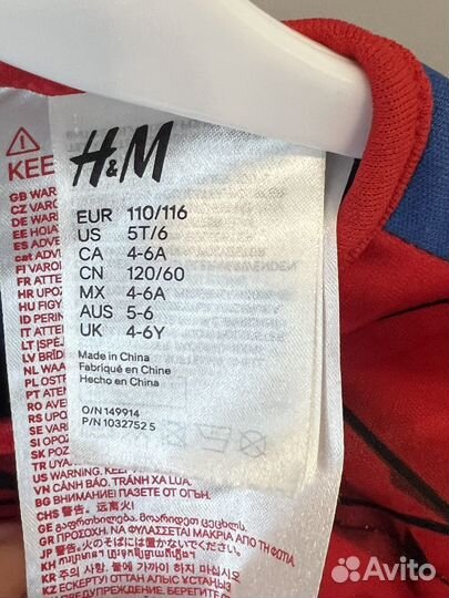 Костюм человека паука H&M 110/116