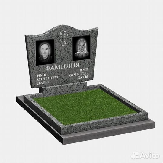 Памятник из серого гранита семейный