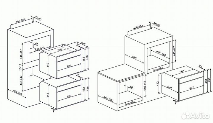 Духовой шкаф электрический компактный smeg SF4104MCN