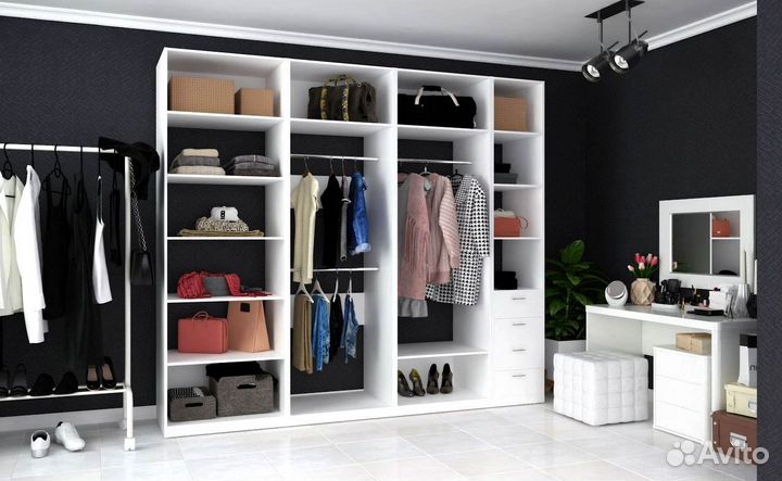 Гардеробная на заказ, производство мебели