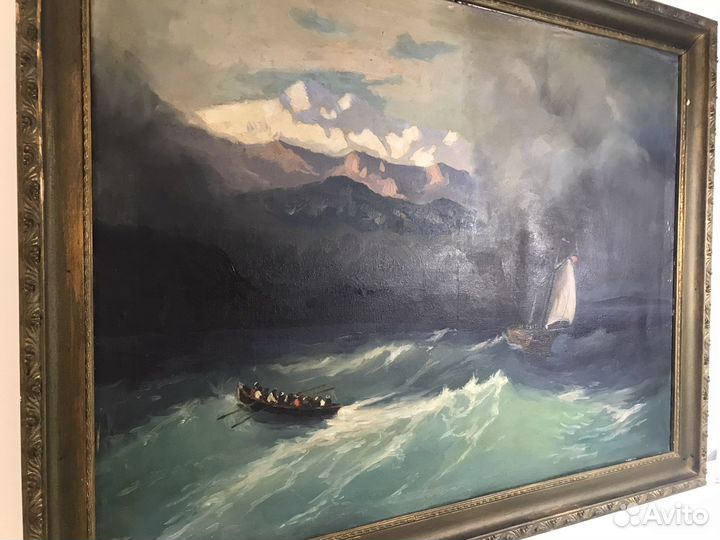 Старинная антикварная картина масло холст