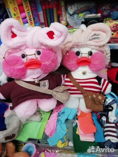 Мягкая игрушка уточка лалафанфан белая 30 см