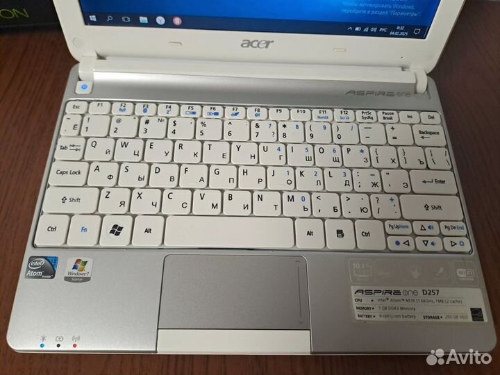 Ноутбук acer aspire one D257 10' белый