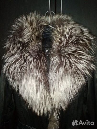 Зимнее пальто с натуральным мехом р. M