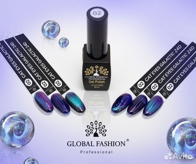 Гель лак кошачий глаз 24D Global Fashion