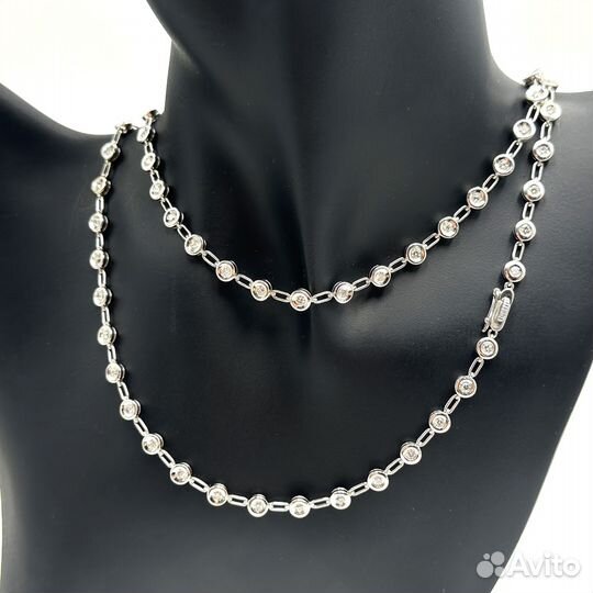 Золотая цепь ожерелье с бриллиантами 2,76 ct 750