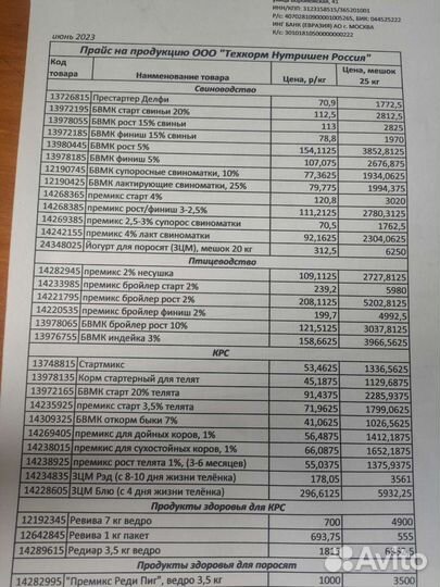 Комбикорм, зерно