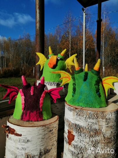 Шапки банные из натуральной шерсти