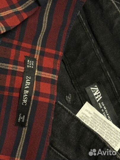 Шорты Zara 46 2шт джинсовые и в клетку
