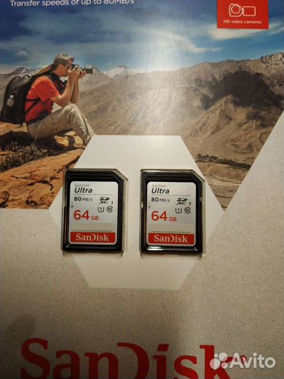 Sdxc карта Sandisk 64gb x2