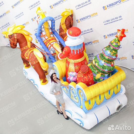 Дед Мороз в санях декорации на Новый год