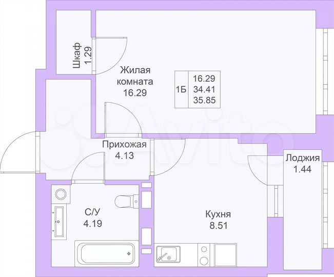 1-к. квартира, 35,9 м², 10/25 эт.