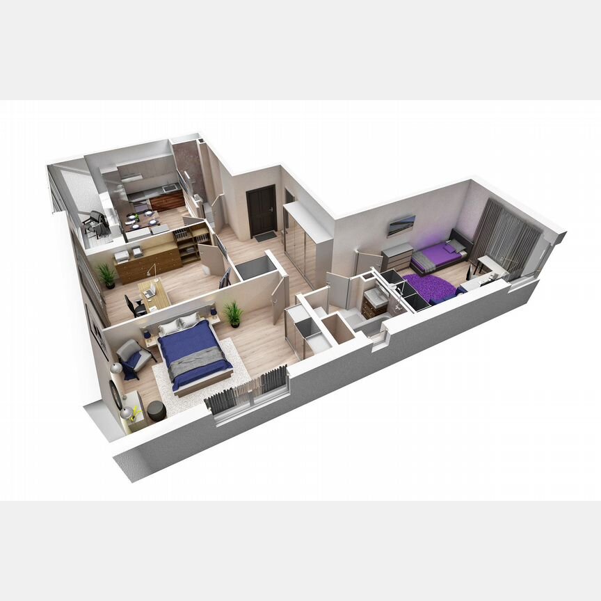 3-к. квартира, 77,3 м², 2/8 эт.