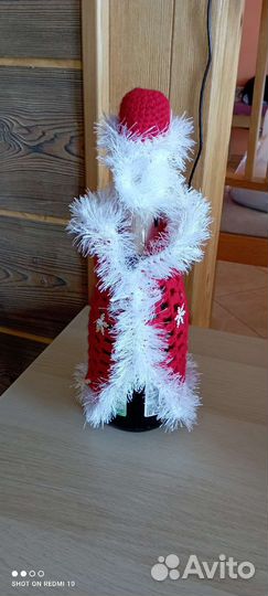 Хенд-мейд. Поделка дед мороз, одевается на бутылку