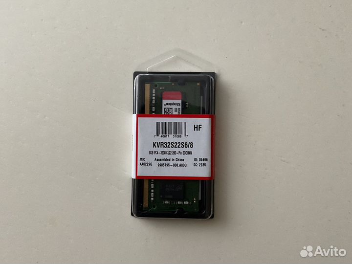 Память 8 Gb 3200 MHz Kingston (kvr32s22s6/8)