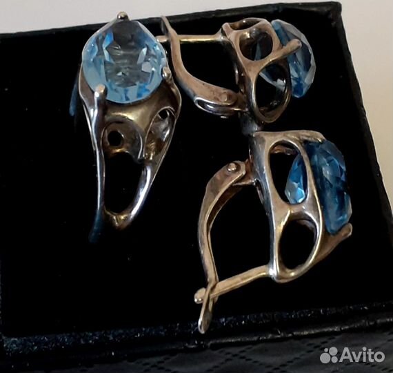 Серьги и кольцо. Серебро 925 кокошник