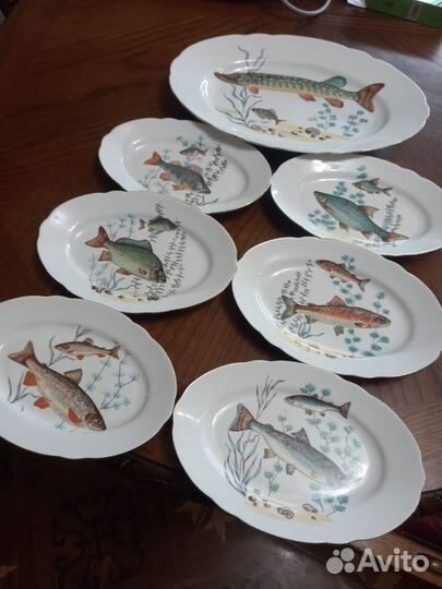 Сервиз рыбный Польша Сmiеlоw винтаж 70-80-х г.г