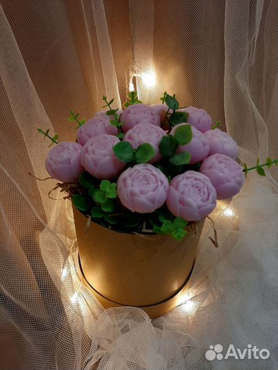 Букет из мыла ручной работы пионы