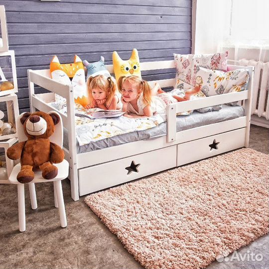 Кроватка детская высокий борт берёза софа