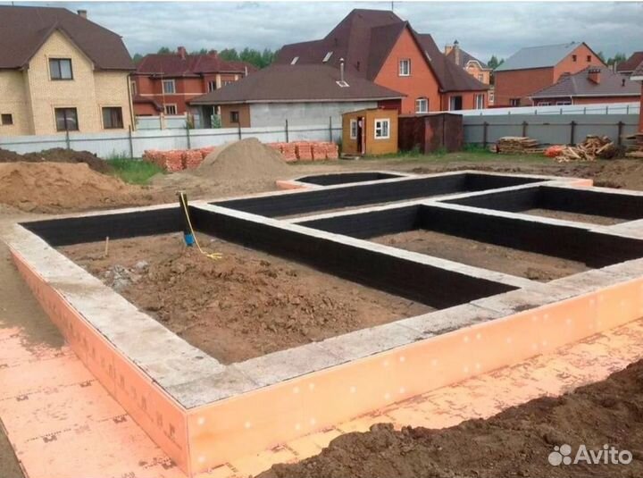 Заливка фундамента, отмостки к дому