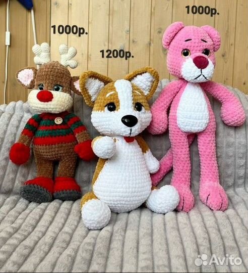 Игрушки вязаные (зайки, мишки, драконы и т.д.)